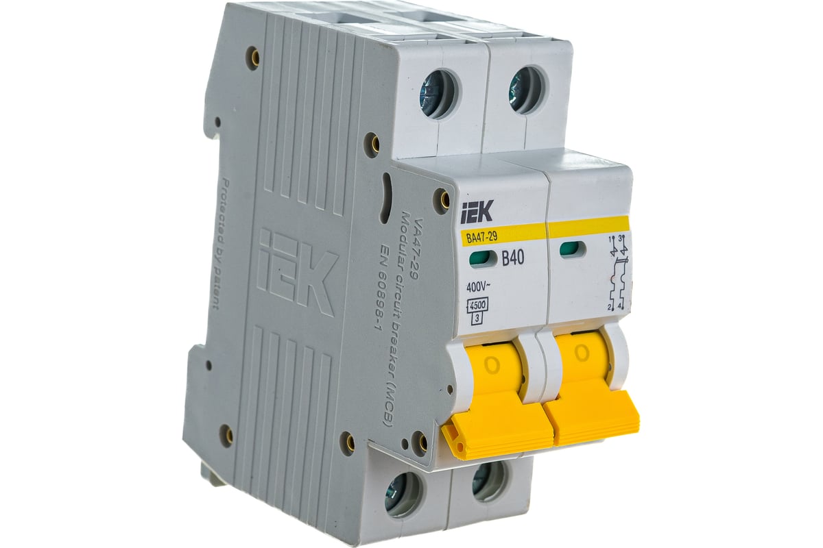 Автоматический выключатель IEK ВА47-29, 2Р, 40А, 4,5кА, х-ка В MVA20-2 ...