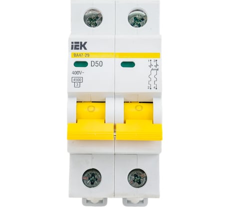 Автоматический выключатель IEK ВА47-29, 2Р, 50А, 4,5кА, х-ка D MVA20-2-050-D