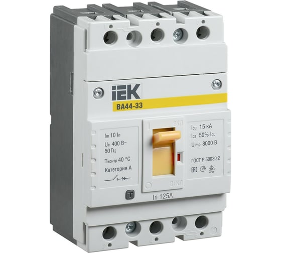 Автоматический выключатель IEK ВА44 33 3Р 125А 15кА SVA4410-3-0125