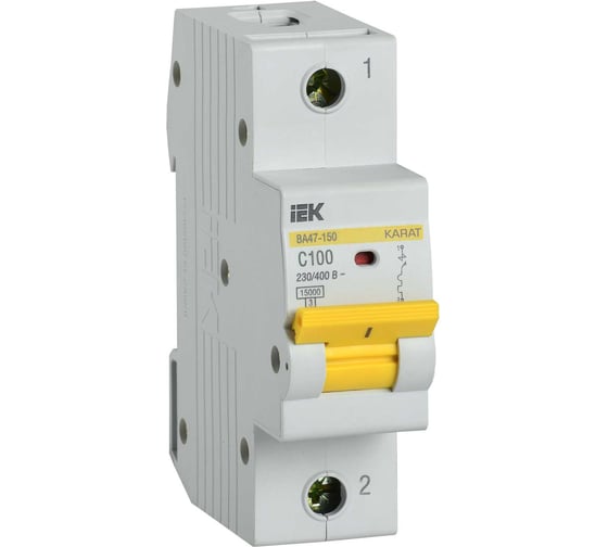 Автоматический выключатель IEK ВА47-150 1Р 100А 15кА х-ка C MVA50-1-100-C