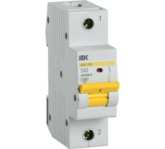 Автоматический выключатель IEK ВА47-150 1Р, 63А, 15кА, характеристика D MVA*50-1-063-D 1