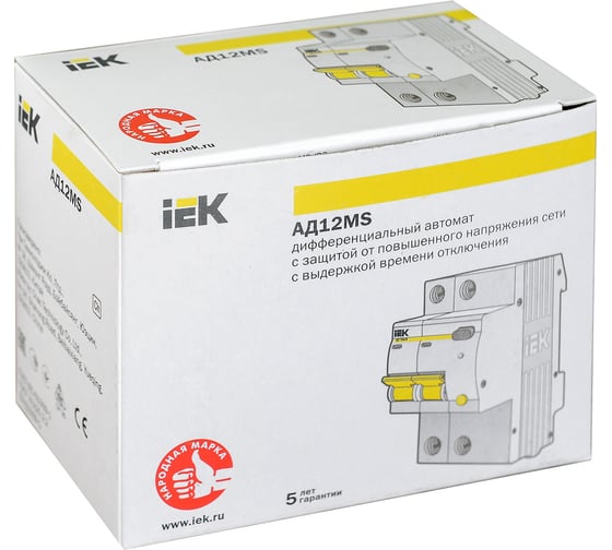 Дифференциальный автомат IEK АД12MS 2Р 25А 300мА MAD123-2-025-C-300