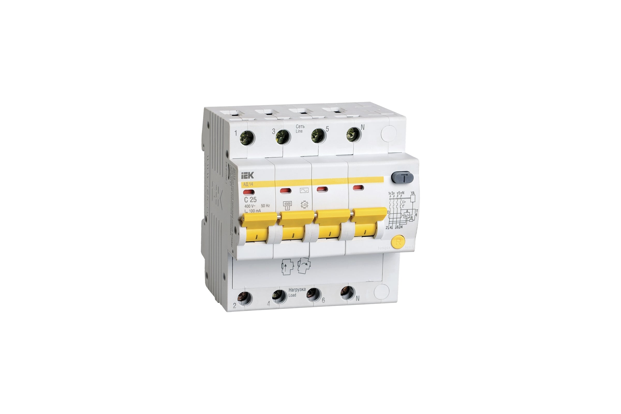 ДифференциальныйавтоматIEKАД14,4Р,25А,100мАMAD10-4-025-C-100