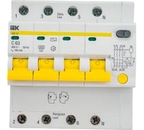 Дифференциальный автомат IEK АД14, 4Р, 63А, 100мА MAD10-4-063-C-100
