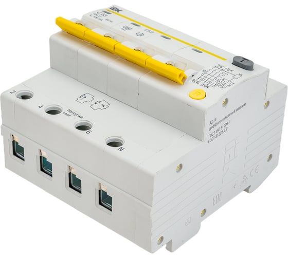 Дифференциальный автомат IEK АД14, 4Р, 63А, 100мА MAD10-4-063-C-100