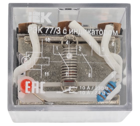 Реле IEK РЭК77/3 LY3 с индикацией 10А 230В АC RRP10-3-10-220A-LED