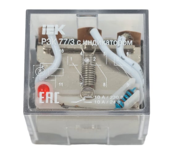 Реле IEK РЭК77/3 LY3 с индикацией 10А 24В DC RRP10-3-10-024D-LED