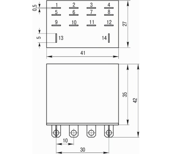 Реле IEK РЭК77/4 LY4 10А 12В АC RRP10-4-10-012A