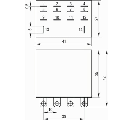 Реле IEK РЭК77/4 LY4 с индикацией 10А 12В DC RRP10-4-10-012D-LED