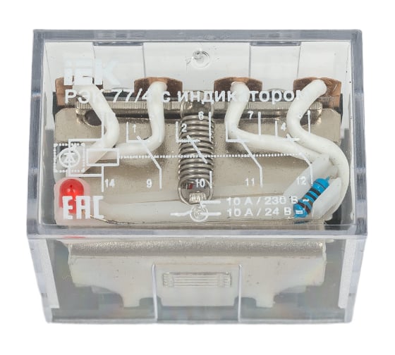 Реле IEK РЭК77/4 LY4 с индикацией 10А 230В АC RRP10-4-10-220A-LED