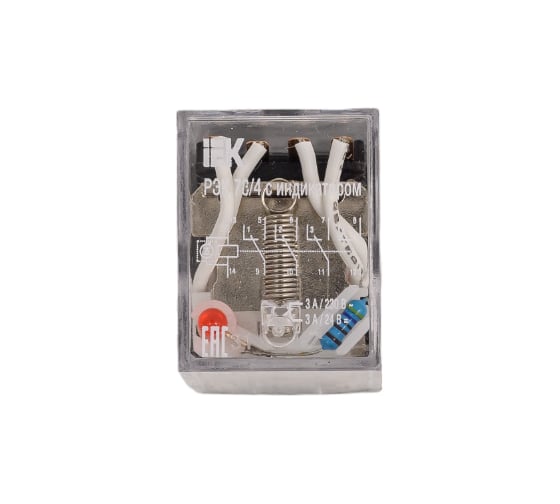 Реле IEK РЭК78/4 MY4 с индикацией 3А 12В DC RRP20-4-03-012D-LED