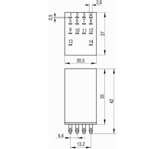 Реле IEK РЭК78/4 MY4 с индикацией 3А 12В DC RRP20-4-03-012D-LED