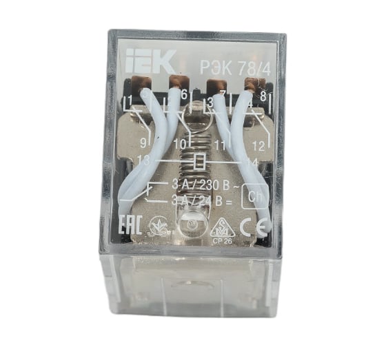 Реле IEK РЭК78/4 MY4 3А 12В АC RRP20-4-03-012A