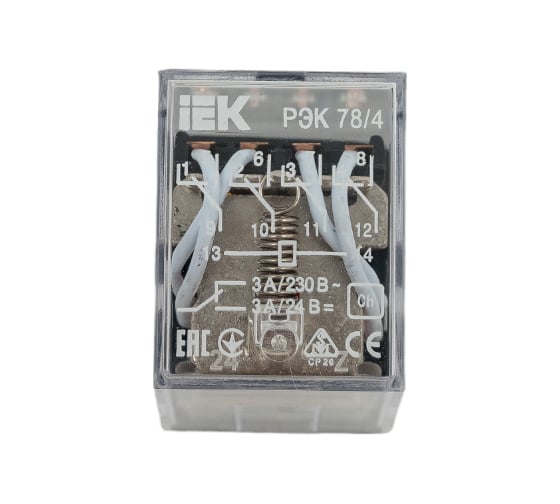 Реле IEK РЭК78/4 MY4 3А 24В АC RRP20-4-03-024A