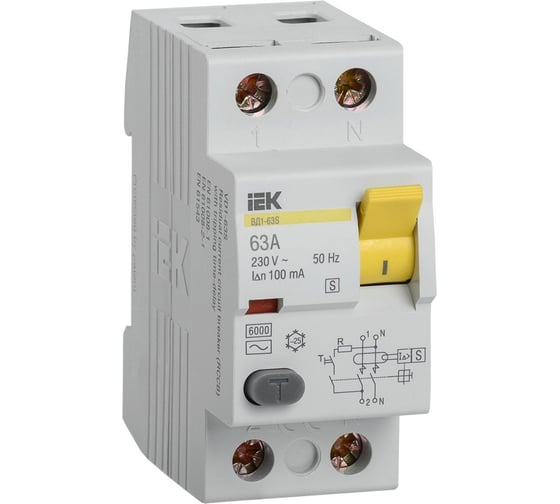 Устройство защитного отключения IEK ВД1-63S УЗО, 2Р, 50А, 300мА MDV12-2-050-300