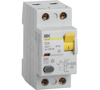 Устройство защитного отключения IEK ВД1-63S УЗО, 2Р, 80А, 100мА MDV12-2-080-100