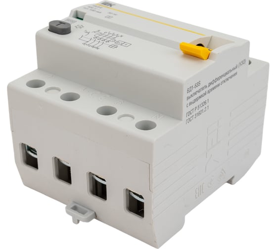 Устройство защитного отключения IEK ВД1-63S УЗО, 4Р, 40А, 100мА MDV12-4-040-100