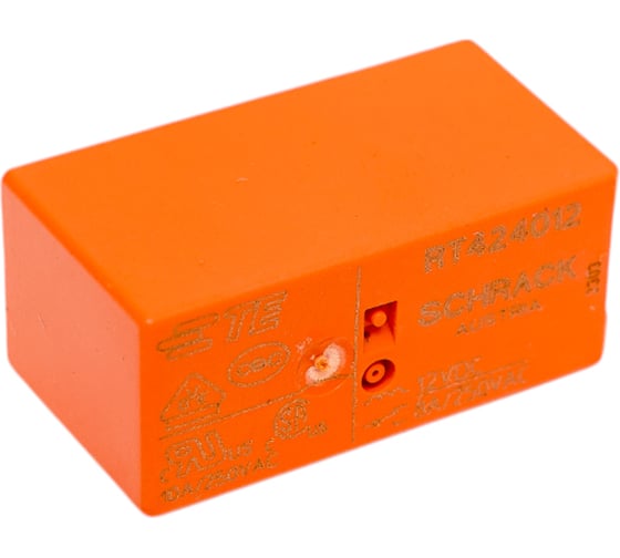 Реле силовое Schrack Technik PCB 2 перекл. конт, 8A, 12V DC, 5mm артикул Австрия RT424012