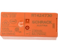 Реле силовое Schrack Technik PCB 2 перекл. конт, 8A, 230V АC, 5mm артикул Австрия RT424730