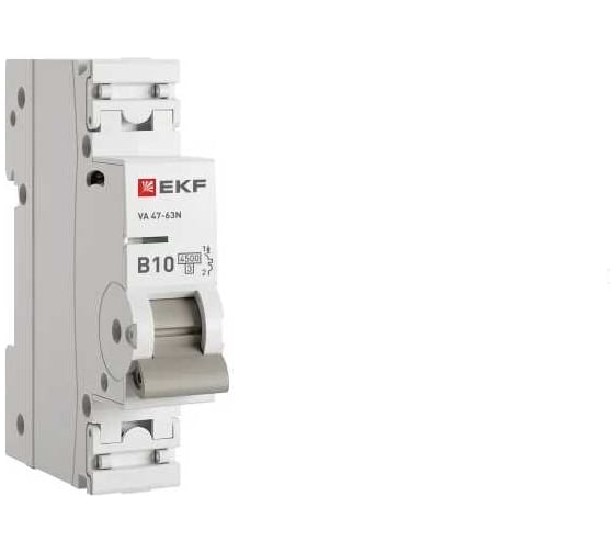 Автоматический выключатель EKF ВА 47-63N 1P 10А (B) 4,5 кА PROXIMA M634110B