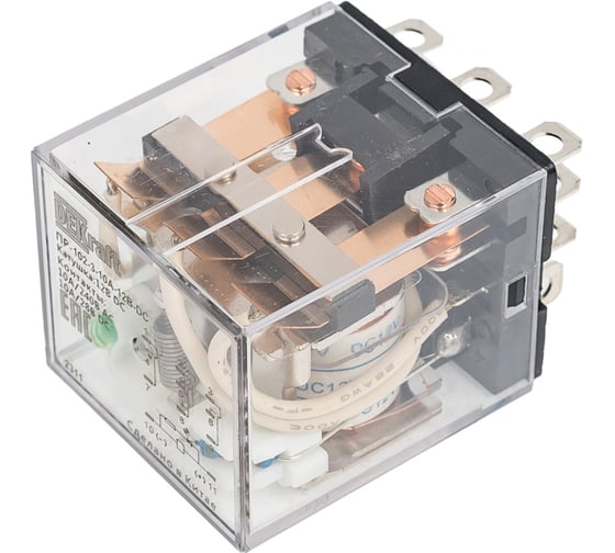 Промежуточное реле DEKraft 3 контакта с LED индикацией 10А 12В DC ПР-102 23920DEK