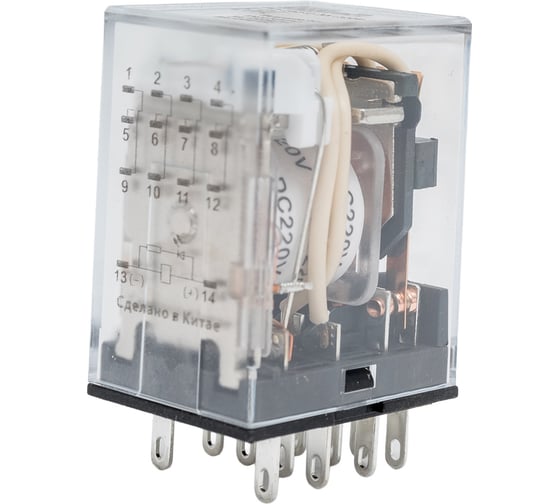 Промежуточное реле DEKraft 4 контакта с LED индикацией 3А 220В DC ПР-102 23814DEK