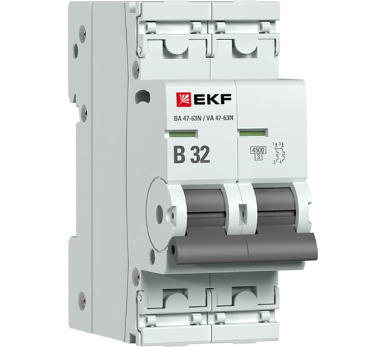 Автоматический выключатель EKF ВА 47-63N 2P 32А (В) 4,5 кА PROXIMA M634232B