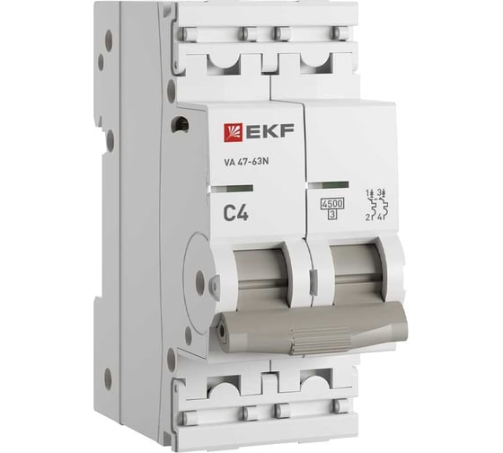 Автоматический выключатель EKF ВА 47-63N 2P 4А (C) 4,5 кА PROXIMA M634204C 1