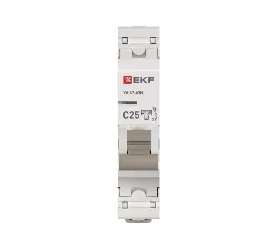Автоматический выключатель EKF ВА 47-63N 1P 25А (C) 4,5 кА PROXIMA M634125C