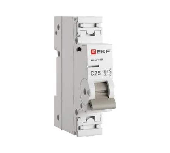 Автоматический выключатель EKF ВА 47-63N 1P 25А (C) 4,5 кА PROXIMA M634125C