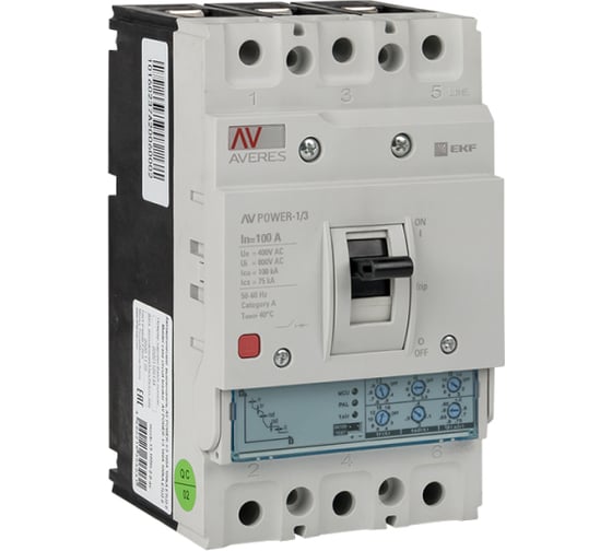 Автоматический выключатель EKF AV POWER-1/4 4P 100А 50kA ETU2.0 AVERES mccb-14-100-2.0-av 1
