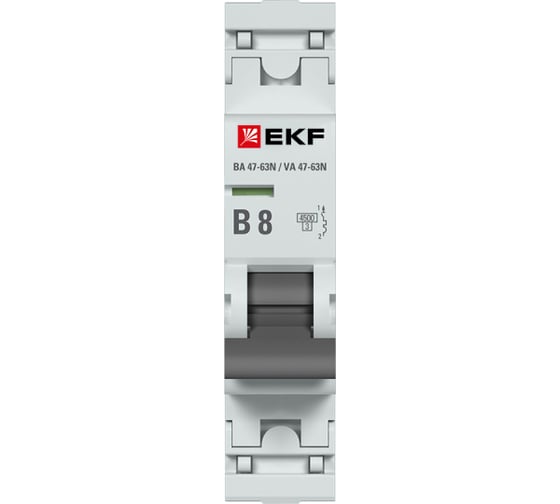 Автоматический выключатель EKF ВА 47-63N 1P 8А (В) 4,5 кА PROXIMA M634108B