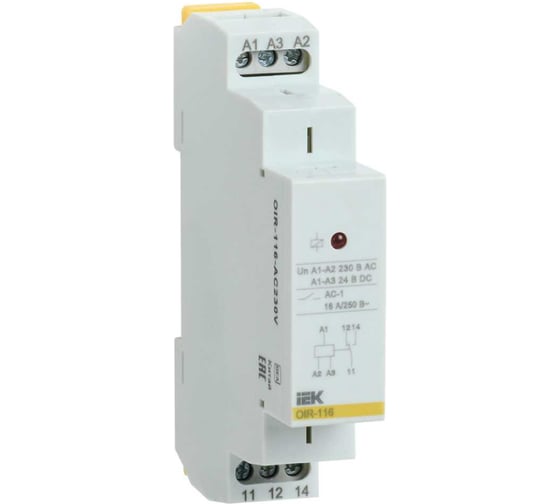 Промежуточное реле IEK OIR 1 контакт 16А 230В AC OIR-116-AC230V