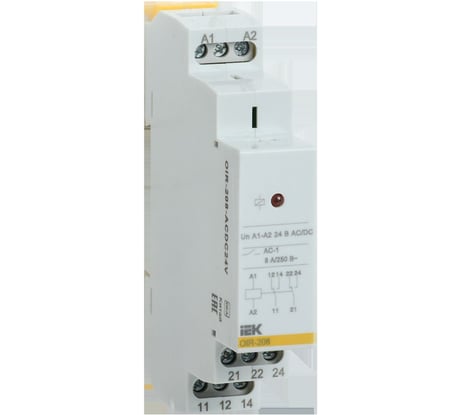Промежуточное реле IEK OIR 2 контакта, 8А, 24В, AC/DC OIR-208-ACDC24V