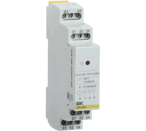 Промежуточное реле IEK OIR 3 контакта, 8А, 110В, AC/DC OIR-308-ACDC110V 1
