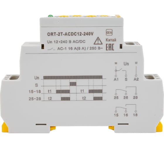 Реле времени IEK ORT 2 контакта, 12-240В, AC/DC ORT-2T-ACDC12-240V 1