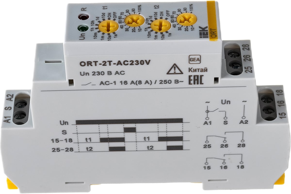 Реле времени IEK ORT 2 контакта, 12-240В, AC/DC ORT-2T-ACDC12-240V - выгодная це - Товар на картинке можно купить.