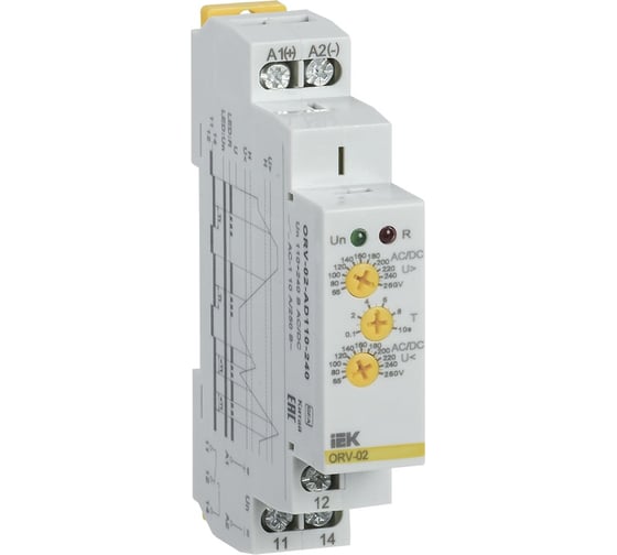Реле повышения напряжения IEK ORV 1фаза, 110-240В, AC/DC ORV-02-AD110-240