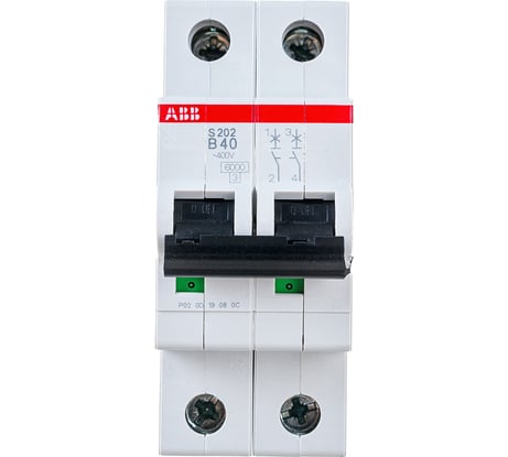 2-полюсный автоматический выключатель ABB S202 B40 2CDS252001R0405