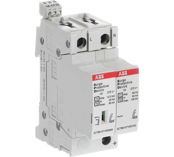 Ограничитель перенапряжения ABB OVR T1-T2 1N 12.5-275s P TS QS, шт 2CTB815710R0100