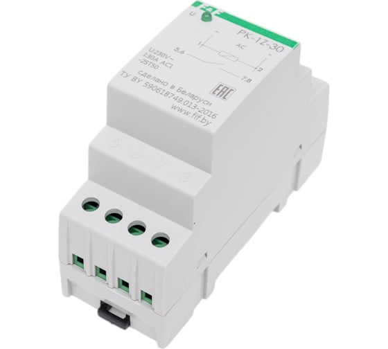 Реле промежуточное Евроавтоматика F&F PK-1Z-30/230 230В АС, 30 А, 1 замыкающий, 2 модуля, монтаж на DIN-рейке EA06.001.045