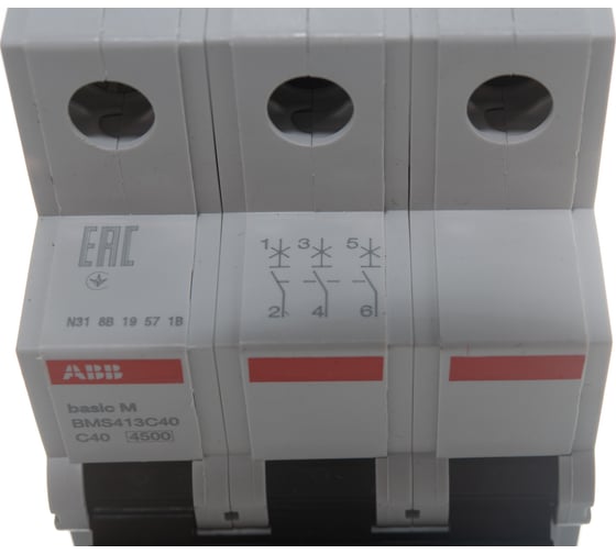 Автоматический выключатель ABB BMS413C40 3P, 40A, C, 4,5кА, 2CDS643041R0404