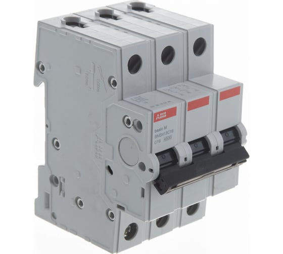 Автоматический выключатель ABB BMS413C16 3P, 16A, C, 4,5кА, 2CDS643041R0164