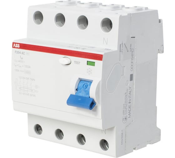 Выключатель дифференциального тока ABB F204 АС, УЗО, 4п, 63А, 300мА 2CSF204001R3630