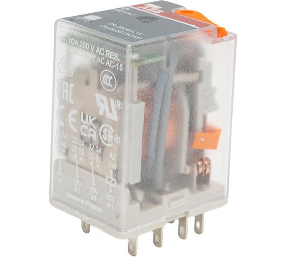 Реле ABB CR-M230AC3L 230B AC 3ПК 10A, СИД индикация 1SVR405612R3100