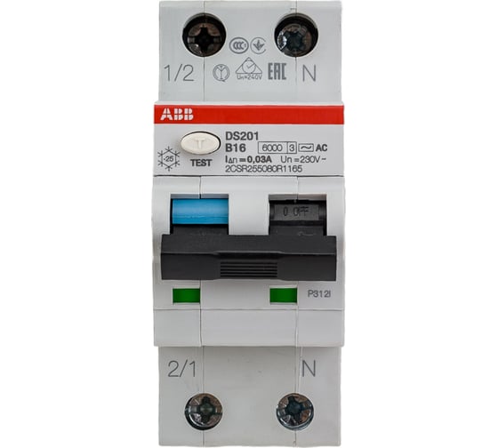 Автоматический выключатель дифференциального тока ABB DS201, B16, AC30 2CSR255080R1165 1