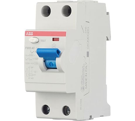 Выключатель дифференциального тока ABB F202 АС, 2п, 63А, 300мА 2CSF202001R3630