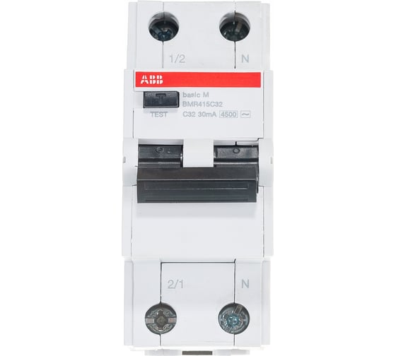 Автоматический выключатель дифференциального тока ABB, 1P+N, 32А, C, 4.5kA, 30мA, AC, BMR415C32 2CSR645041R1324 1