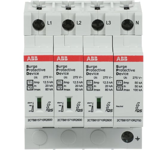 Ограничитель перенапряжения ABB OVR T1-T2 3N 12.5-275s P QS, шт 2CTB815710R1900