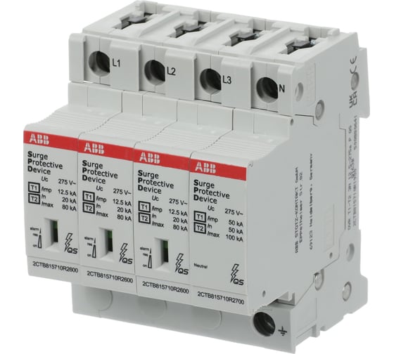 Ограничитель перенапряжения ABB OVR T1-T2 3N 12.5-275s P QS, шт 2CTB815710R1900